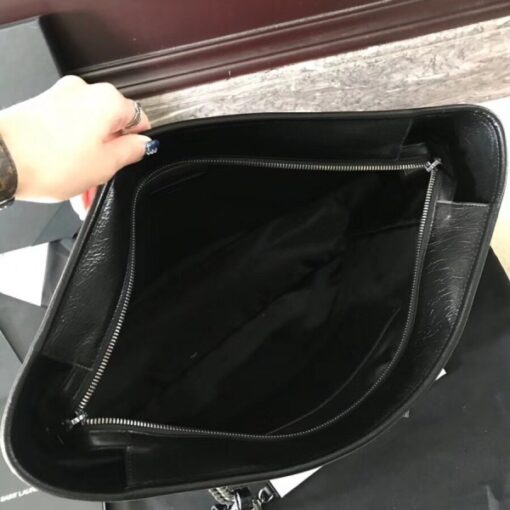 Replica YSL Fake Saint Laurent Niki Shopping Bag In Black Crinkled Calfskin 7