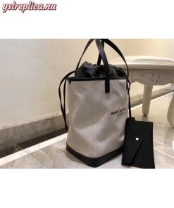 Replica YSL Fake Saint Laurent Teddy Shopping Bag In Linen Canvas