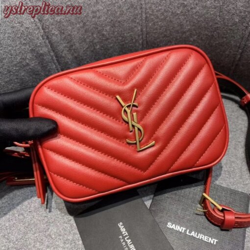 Replica YSL Fake Saint Laurent Lou Belt Bag In Red Matelasse Leather 8