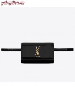 Replica YSL Fake Saint Laurent Black Patent Kate Belt Bag