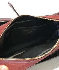 Replica YSL Fake Saint Laurent Monogram All Over Camera Bag In Bordeaux Suede 2