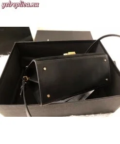 Replica YSL Fake Saint Laurent Cassandra Medium Bag In Black Suede 2