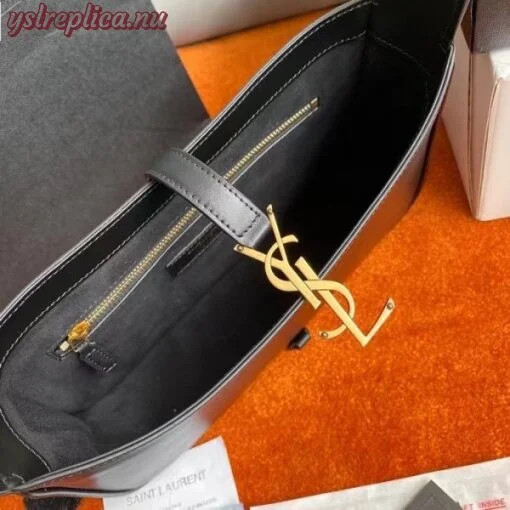 Replica YSL Fake Saint Laurent Le 5 ?? 7 Hobo Bag In Black Leather 8