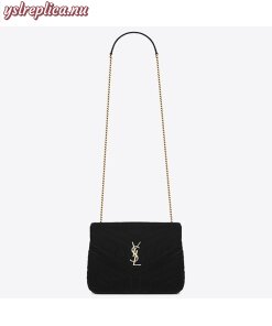 Replica YSL Fake Saint Laurent Black Velvet Small Loulou Chain Bag