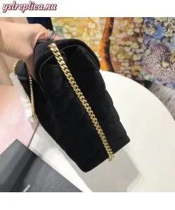 Replica YSL Fake Saint Laurent Black Velvet Small Loulou Chain Bag 2