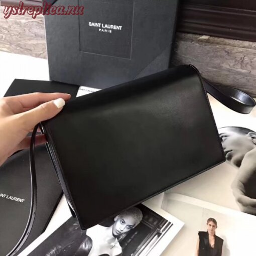 Replica YSL Fake Saint Laurent Medium Bellechasse Bag In Black Leather And Taupe Suede 3