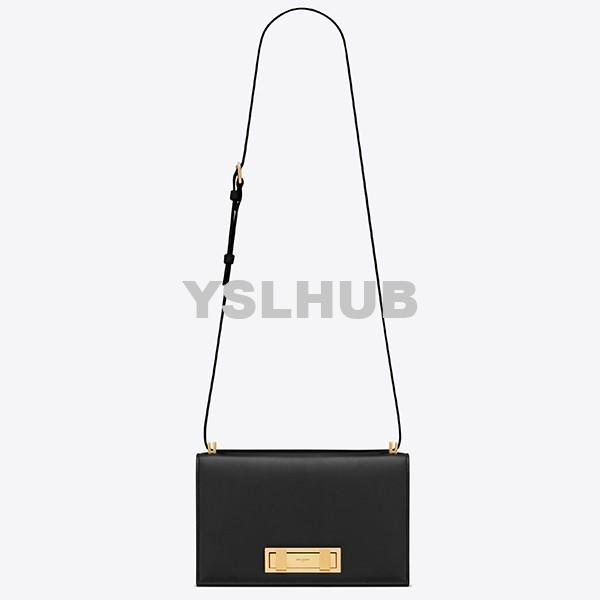 Replica YSL Fake Saint Laurent Medium Domino Bag In Black Calfskin