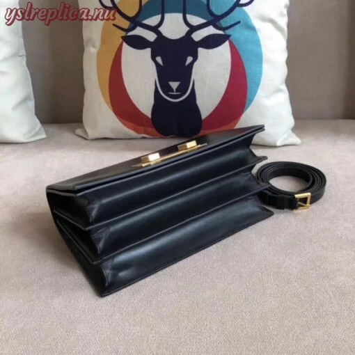 Replica YSL Fake Saint Laurent Medium Domino Bag In Black Calfskin 2