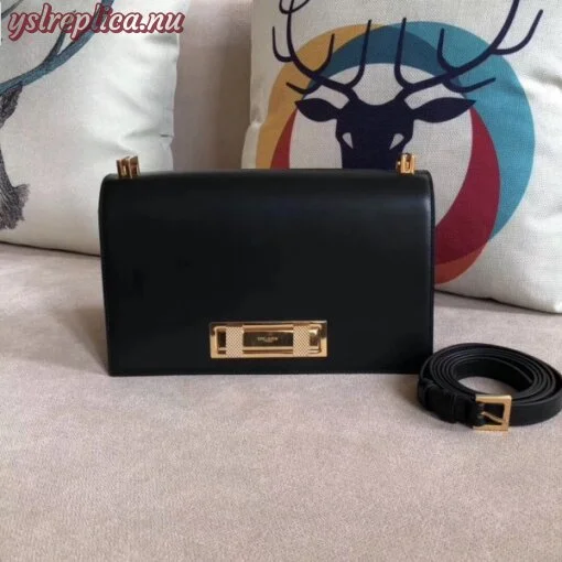 Replica YSL Fake Saint Laurent Medium Domino Bag In Black Calfskin 4