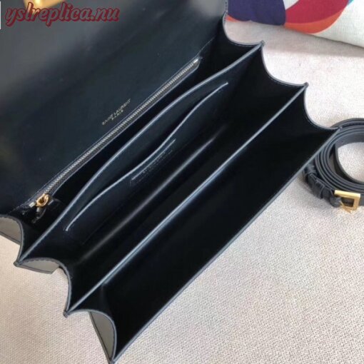 Replica YSL Fake Saint Laurent Medium Domino Bag In Black Calfskin 8
