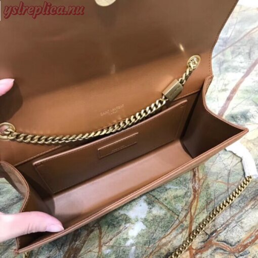 Replica YSL Fake Saint Laurent Medium Kate Tassel Bag In Brown Suede And Studs 7
