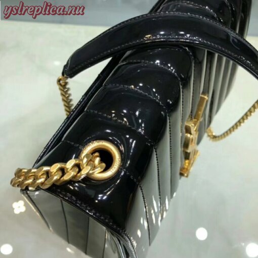 Replica YSL Fake Saint Laurent Large Vicky Bag In Black Patent Leather 4