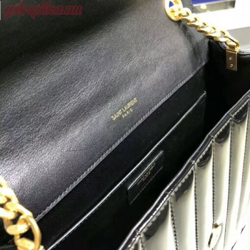 Replica YSL Fake Saint Laurent Large Vicky Bag In Black Patent Leather 7