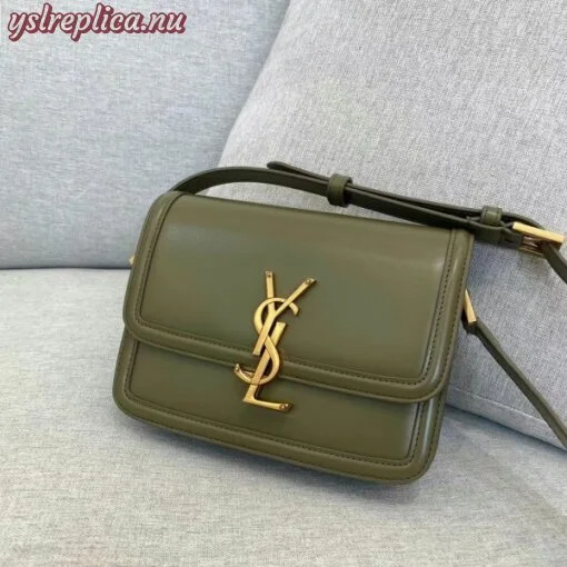 Replica YSL Fake Saint Laurent Solferino Small Bag In Khaki Calfskin 12