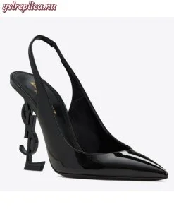 Replica YSL Fake Saint Laurent Opyum Slingback Pumps 110mm With Black-toned Heel