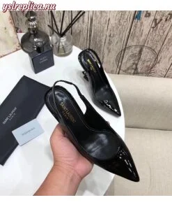 Replica YSL Fake Saint Laurent Opyum Slingback Pumps 110mm With Black-toned Heel 2