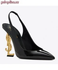 Replica YSL Fake Saint Laurent Opyum Slingback Pumps 110mm With Gold-toned Heel