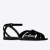 Replica YSL Fake Saint Laurent Cassandra Flat Sandals In Black Patent Leather 9