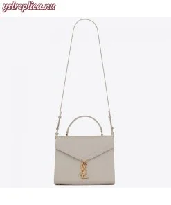 Replica YSL Fake Saint Laurent Cassandra Medium Bag In White Grained Leather