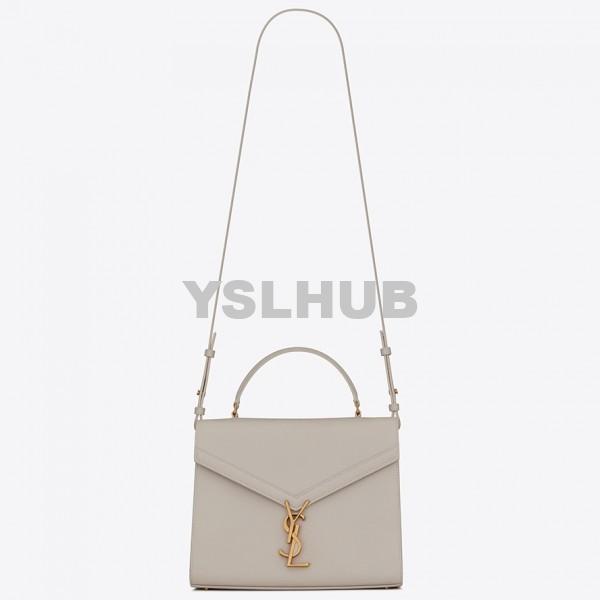 Replica YSL Fake Saint Laurent Cassandra Medium Bag In White Grained Leather