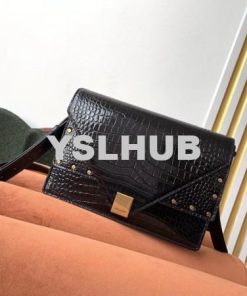Replica YSL Fake Saint Laurent Margaux Satchel In Black Crocodile Embossed Leather 2