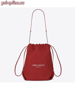 Replica YSL Fake Saint Laurent Red Teddy Drawstring Bag
