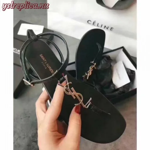 Replica YSL Fake Saint Laurent Black Nu Pieds T-strap Sandals 6