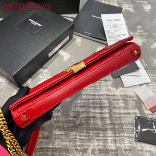 Replica YSL Fake Saint Laurent WOC Becky Chain Wallet In Red Lambskin 5