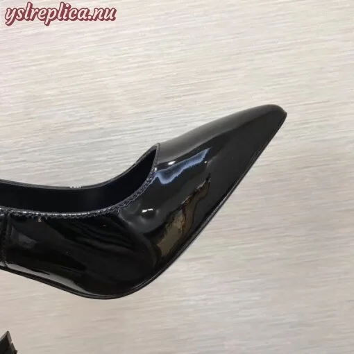 Replica YSL Fake Saint Laurent Opyum 110 pump In Black Patent Leather 4