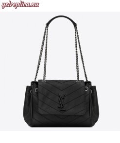 Replica YSL Fake Saint Laurent Small Nolita Bag In Black Vintage Leather