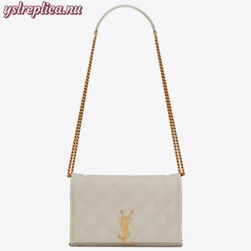 Replica YSL Fake Saint Laurent WOC Becky Chain Wallet In White Lambskin