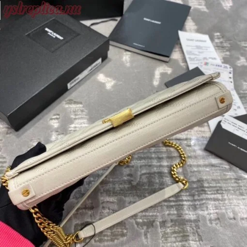 Replica YSL Fake Saint Laurent WOC Becky Chain Wallet In White Lambskin 3