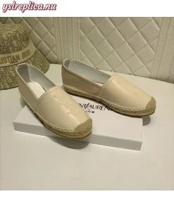 Replica YSL Fake Saint Laurent Monogram Espadrilles In Beige Lambskin 2