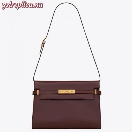 Replica YSL Fake Saint Laurent Manhattan Baguette Bag In Bordeaux Leather