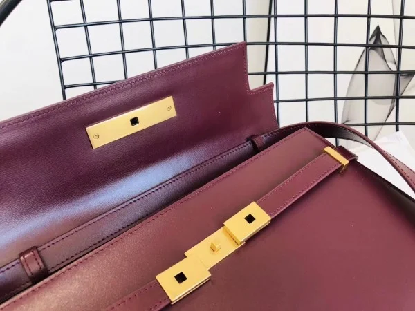 Replica YSL Fake Saint Laurent Manhattan Baguette Bag In Bordeaux Leather 3