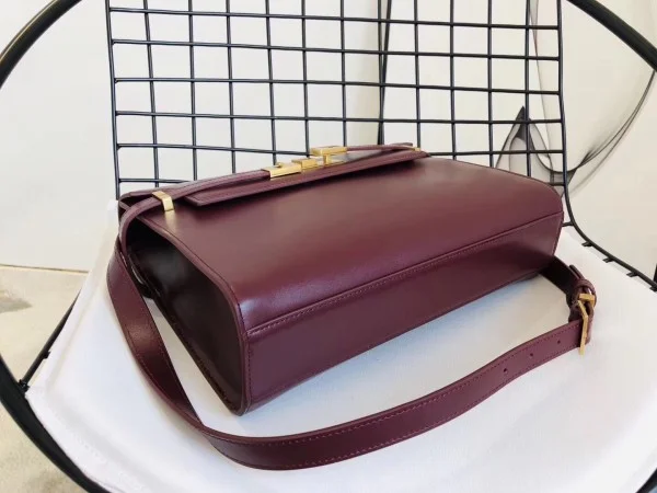 Replica YSL Fake Saint Laurent Manhattan Baguette Bag In Bordeaux Leather 7