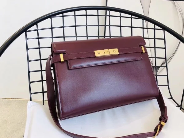 Replica YSL Fake Saint Laurent Manhattan Baguette Bag In Bordeaux Leather 8