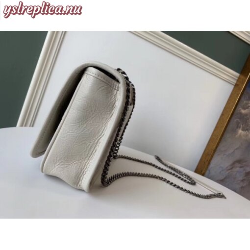 Replica YSL Fake Saint Laurent WOC Niki Chain Wallet In White Crinkled Leather 4