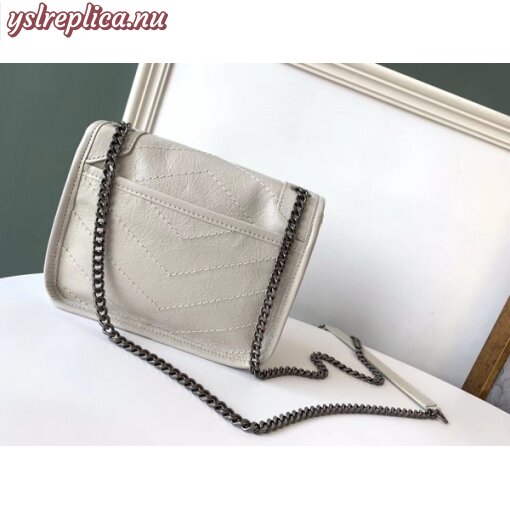 Replica YSL Fake Saint Laurent WOC Niki Chain Wallet In White Crinkled Leather 8