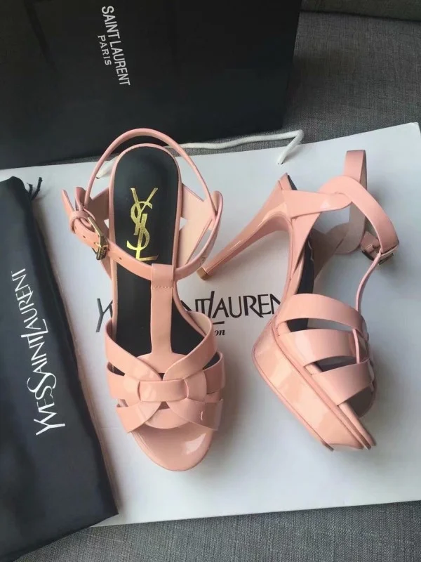 Replica YSL Fake Saint Laurent Tribute Sandals In Pink Patent Leather 3