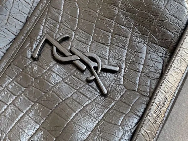 Replica YSL Fake Saint Laurent Medium Niki Bag In Black Crocodile Embossed Leather 5