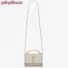 Replica YSL Fake Saint Laurent WOC Sunset Chain Wallet In Taupe Calfskin 9