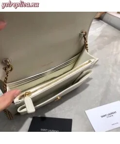 Replica YSL Fake Saint Laurent WOC Sunset Chain Wallet In White Calfskin 2