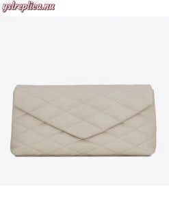 Replica YSL Fake Saint Laurent Sade Puffer Envelope Clutch In White Lambskin