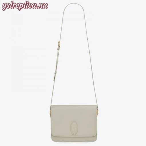 Replica YSL Fake Saint Laurent LE 61 Medium Saddle Bag In White Leather