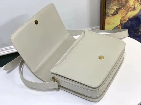 Replica YSL Fake Saint Laurent LE 61 Medium Saddle Bag In White Leather 8