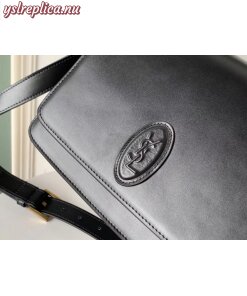 Replica YSL Fake Saint Laurent LE 61 Medium Saddle Bag In Black Leather 2