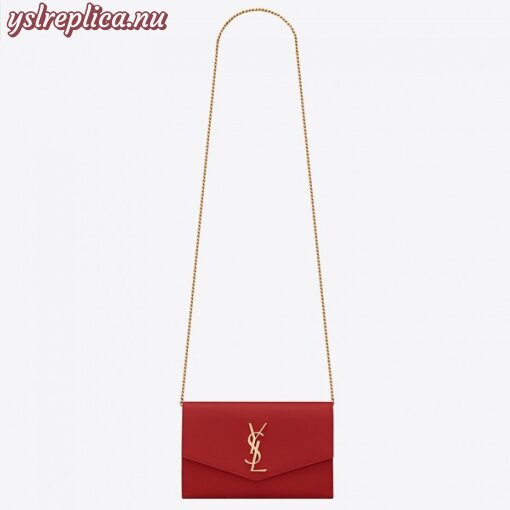 Replica YSL Fake Saint Laurent WOC Uptown Chain Wallet In Red Leather