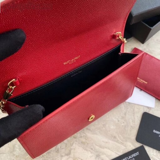 Replica YSL Fake Saint Laurent WOC Uptown Chain Wallet In Red Leather 6