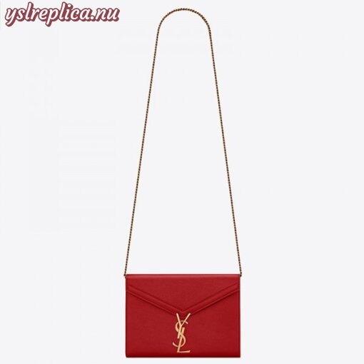 Replica YSL Fake Saint Laurent WOC Cassandra Chain Wallet In Red Leather